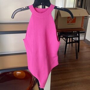 Women’s pink knit ribbed bodysuit
